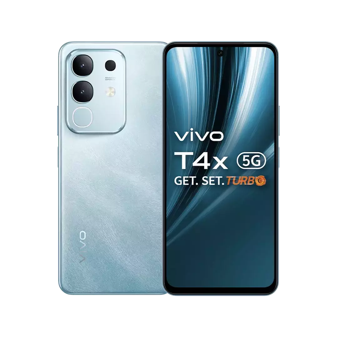 vivo T4X 5G smartphone front and back view with dual camera and premium design